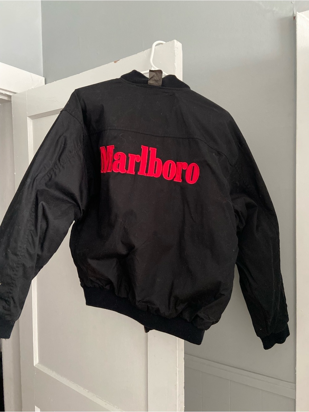 Marlboro Black Bomber Jacket with Red Script